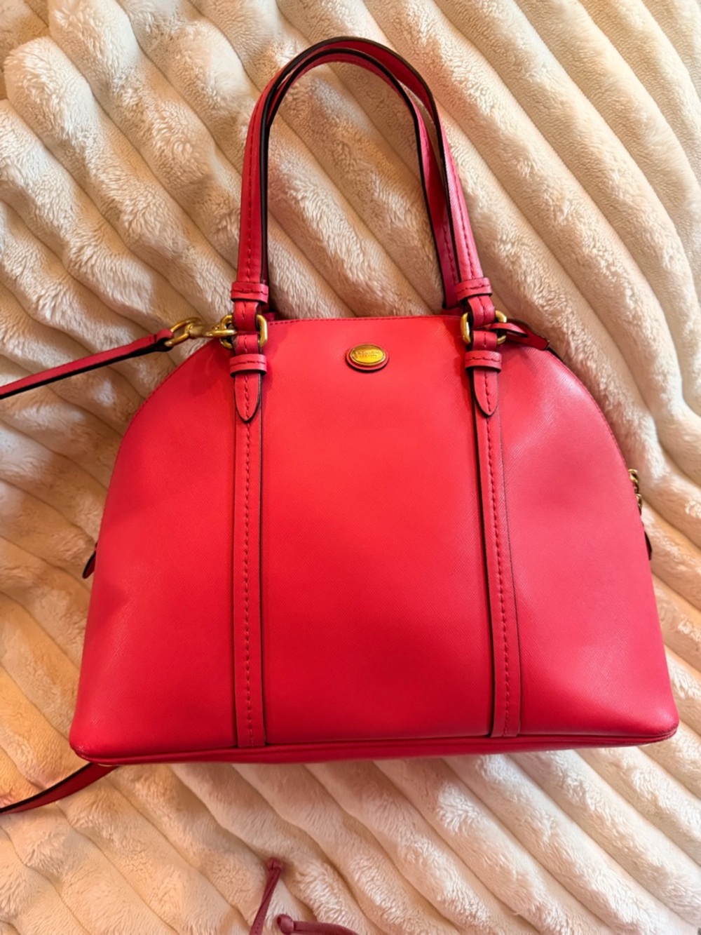 Coach Bright Pink Dome Satchel with Gold Hardware